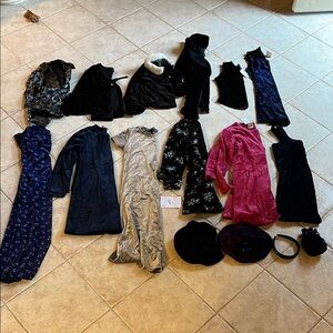 HOLIDAY vintage new 00s girls size 8 velvet dresses, top and accessories bundle